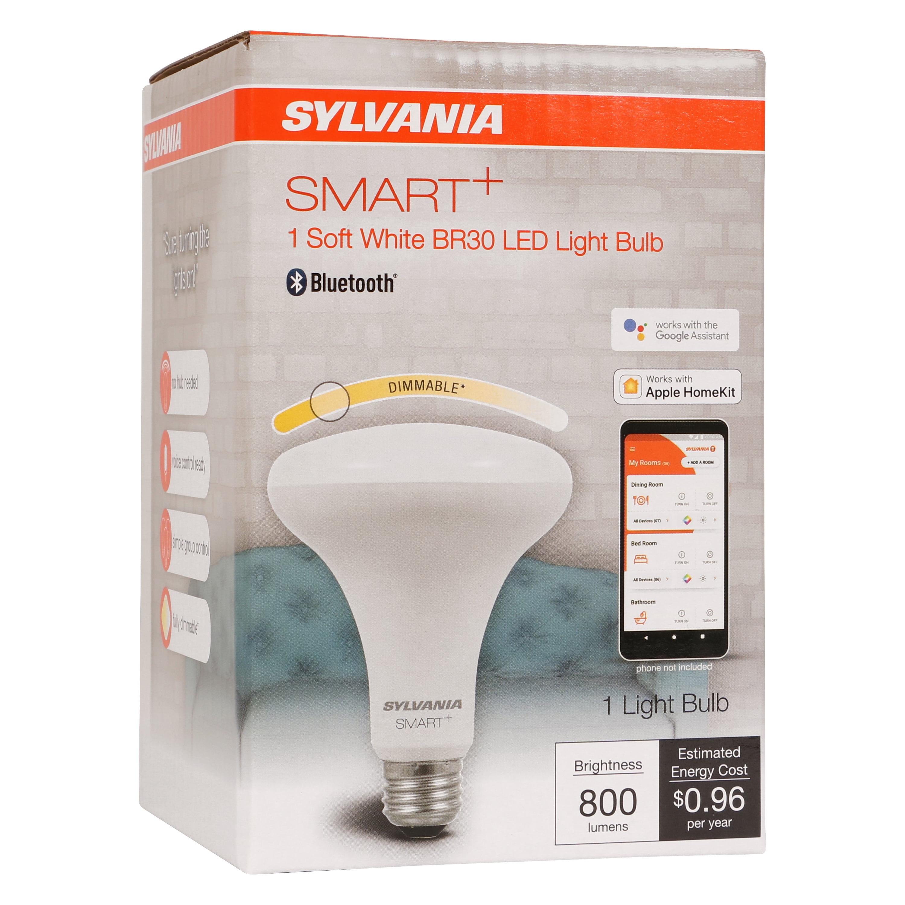 BR30 Works with Alexa SYLVANIA LED Smart Bluetooth Full Color Bulb 65W 4 pack 