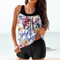 thumbnail image 2 of Amzcrzy Tankini Bathing Suits for Women Hawaii Floral Print Tummy Control Two Piece Swimsuits Blouson Retro Flower Leaf Swim Tank Top with Boy Shorts, 2 of 6