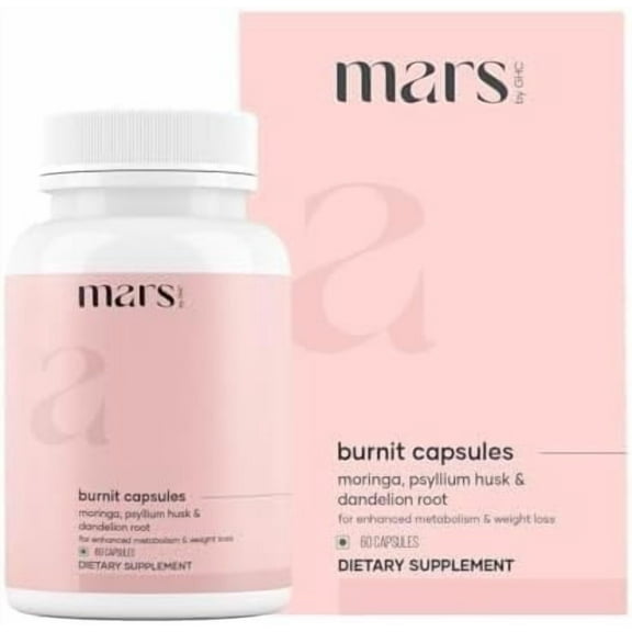 Mars BurnIt Capsules – Enriched with Psyllium Husk, Moringa, and Dandelion Root – Promotes Digestion, Detoxification, and Weight Management – Pack of 1