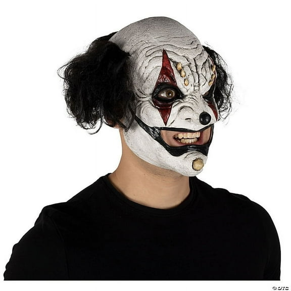 Ghoulish Productions Prankster Clown Black Latex Mask. Clown Mask with Black Hair
