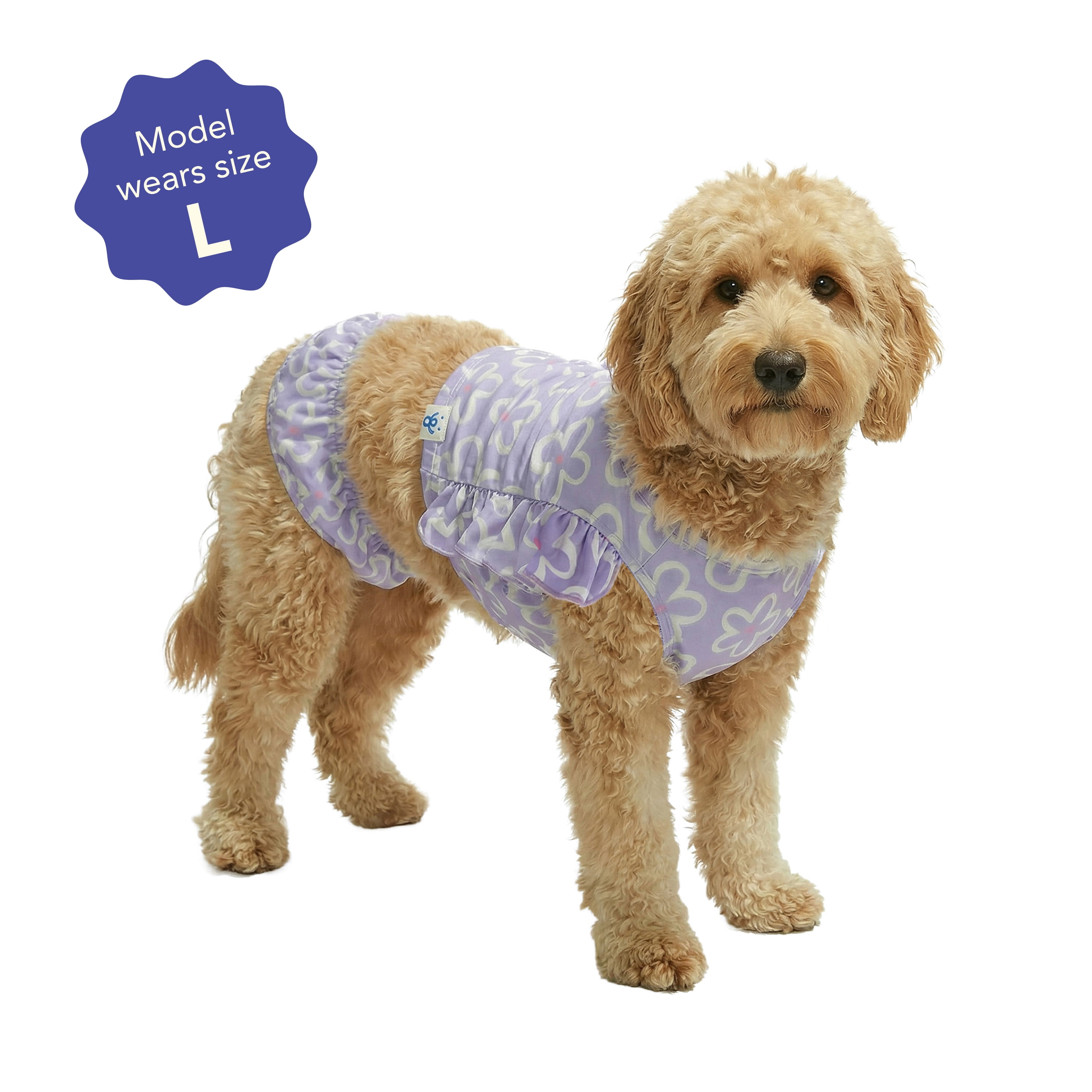 Oodles Purple Tropical Floral Ruffled Spring 2-Piece Dog Bikini, Large