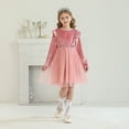 thumbnail image 5 of DHFJKG Girls Velvet Long Sleeve Dress Ruffle Sparkly Sequins Tutu Mesh Party Performance Dress Trendy Dresses, 5 of 9