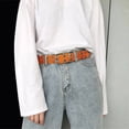 thumbnail image 6 of New Punk Style Women belt PU Leather Double Hole Pin Buckle Waist Belt for Jeans Waist Chain Luxury Belts Decorative Camel Without chain, 6 of 9