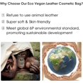 thumbnail image 3 of Bolsa de maquillaje, organizador de maquillaje de viaje, estuche para brochas de cosméticos para mujer en cuero ecológico vegano, verde (patente pendiente), 3 of 5