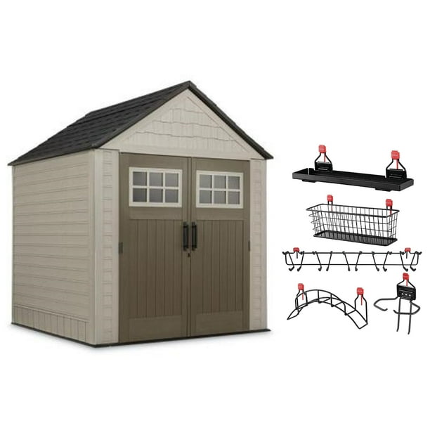 Rubbermaid 7x7 Feet Resin Outdoor Garden Tool Storage Shed 