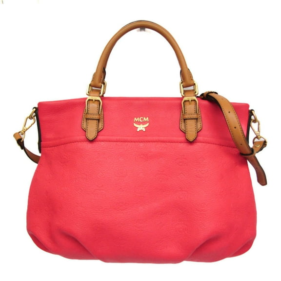 Pre-Owned MCM MWT2AIE65PK001 Women's Leather Handbag,Shoulder Bag Brown,Pink