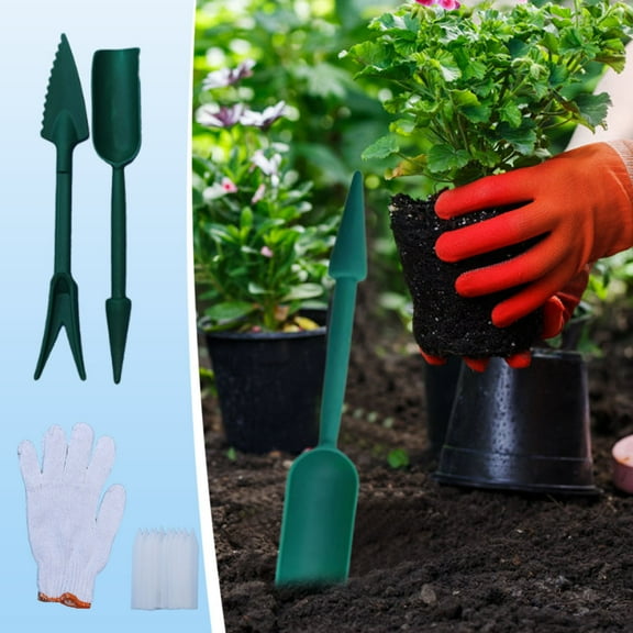 Ersvoioy Transplanting Tool Set, 2Pc Mini Plastic Sowing Digging Tools Kit Seedling Extractor, Garden Seedling Tools with 10 Straight Labels, Seed Sower Spreader Handheld for Tiny Seeds Multicolour