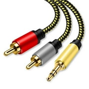 RCA Cable 6 ft, 3.5mm Male to 2RCA Male Stereo Audio Adapter Cable Nylon Braided AUX RCA Y Cord for Smartphones, MP3,