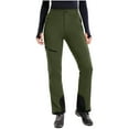 thumbnail image 3 of Aboser Women's Softshell Snow Pants Insulated Windroof Ski Pants with Zipper Pockets Sports Outdoor Snowboard Trousers Warm Fleece Lined Snowpants Green L, 3 of 9