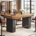 thumbnail image 1 of 63" Bar Table w/Footrest, Metal Legs - Kitchen Dining Pub Bistro Counter Height Table, Rustic Brown, 1 of 8