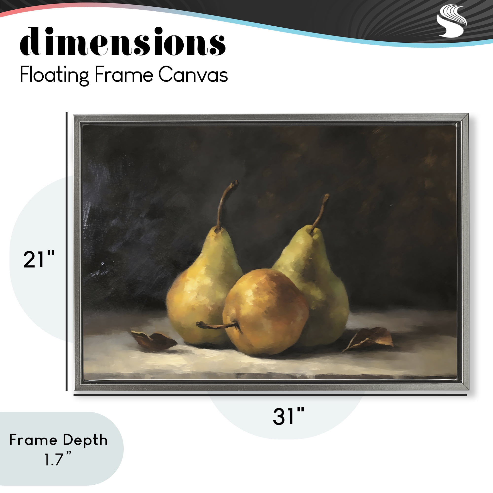 Stupell Industries Three Pears on Marble Gray Framed Floater Canvas Wall Art, design by Creative Studio