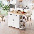 thumbnail image 1 of Royalbelle Rolling Kitchen Island,Kitchen Island Cart on Wheels with Drop Leaf and Storage,2 Cabinets,2 Drawers,3-Tier Spice Racks & Towel Holder,Movable Kitchen Island Table for Dining Room,White, 1 of 9
