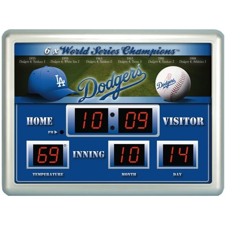 Team Sports America MLB ScoreBoard Wall Clock with Thermometer