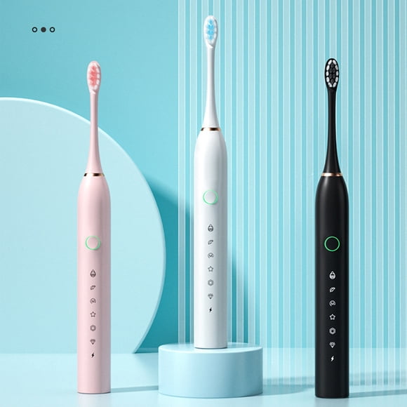 Fiudx Cepillo de Dientes Eléctrico, Potente Quitamanchas, 6 Modos de Limpieza Personalizados, Batería de Larga Duración, Carga Usb, Resistencia Al Agua Ipx7, Cuidado Bucal para Adultos, Incluye 4 Cab