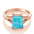 thumbnail image 2 of Gem Stone King 18K Rose Gold Plated Silver Green Turquoise Solitaire Engagement Ring for Women (1.80 Cttw, Emerald Cut 9X7MM, Gemstone Birthstone, Available in Size 5,6,7,8,9), 2 of 4