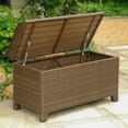thumbnail image 2 of International Caravan Storage Bench Resin Wicker Aluminum - Outdoor Patio Bench with Lid & Edge Lip-Color:Antique Brown, 2 of 2