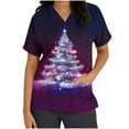 thumbnail image 3 of LSLJS Christmas Scrub Tops Women Plus Size V Neck T Shirts Casual Christmas Tree Printed Work Tops, Gift for Women, S-5XL, 3 of 5