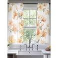 thumbnail image 2 of Orange Magnolia Flower Sheer Curtains 2 Panels Set Watercolor Orange Floral Leaf Sheer Window Curtains Light Filtering Rod Pocket Voile Drapes for Bedroom Living Room 52"x63", 2 of 9