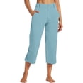 thumbnail image 2 of Yifymode Womens Pants Summer Casual High Waist Straight Leg Pants Loose Fit Lightweight Lounge Trousers with Pockets,Light Blue L, 2 of 6