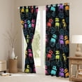 thumbnail image 3 of Feelyou Child Robot Blackout Curtains Set of 2 (52x84 Each), Black Cartoon Window Curtains, 3 of 6