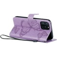 thumbnail image 6 of for iPhone 11 Pro Wallet Case, Kickstand Case with Credit Card Holder, Embossed Butterfly Pattern with Strap Premium PU Leather Magnetic Closure Shockproof Protective Flip Cover 5.8", Purple, 6 of 6