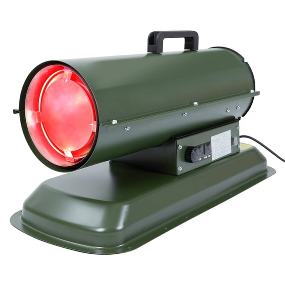 80000-btu Forced Air Indoor/Outdoor Kerosene Heater with Thermostat Control, Portable Forced Air Kerosene/Diesel Salamander Space Heater Green