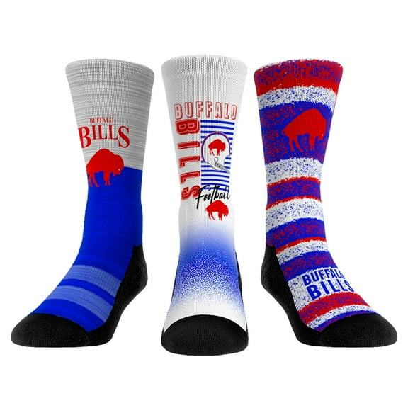 Unisex Rock Em Socks Buffalo Bills Throwback Three-Pack Crew Sock Set
