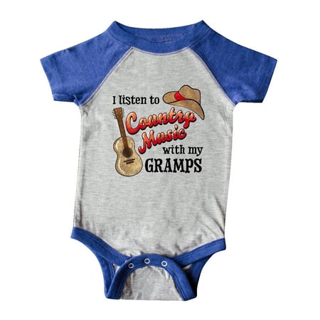 

Inktastic I Listen to Country Music with my Gramps Guitar and Hat Gift Baby Boy or Baby Girl Bodysuit