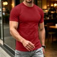 thumbnail image 6 of Mens Shirts Crewneck Short Sleeve Slim Fit T Shirts For Men Stretch Breathable Top Cozy Fitness Clothing Red S, 6 of 7