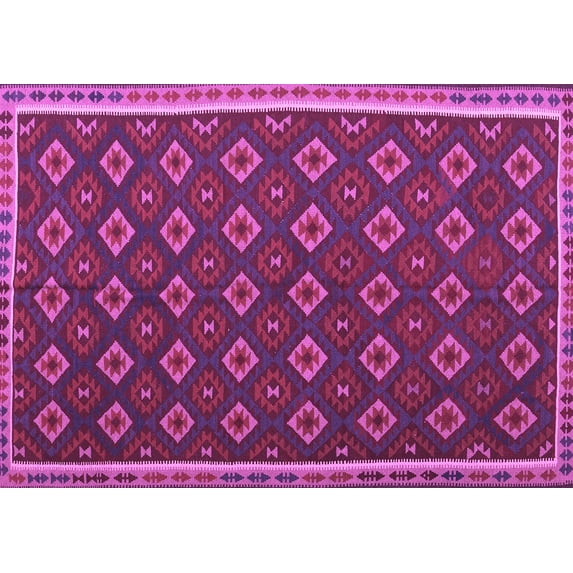Ahgly Company Indoor Rectangle Oriental Purple Traditional Area Rugs, 4' x 6'
