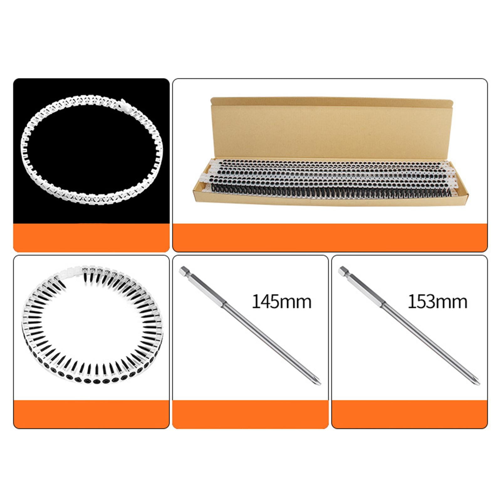 oshhnii Assembled Drywall Screws, 32mm x 3.5mm Coarse Thread for Construction Self Screw 20 Strips 1000Pcs