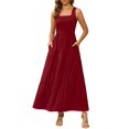 thumbnail image 1 of Vestido Kranda para mujer, vacaciones y verano, maxi, rojo vino, XXL, 1 of 6