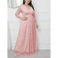 thumbnail image 4 of Eternatastic Womens Maxi Dress Evening Party 2/3 Sleeves Lace Long Dress 3XL Pink, 4 of 5