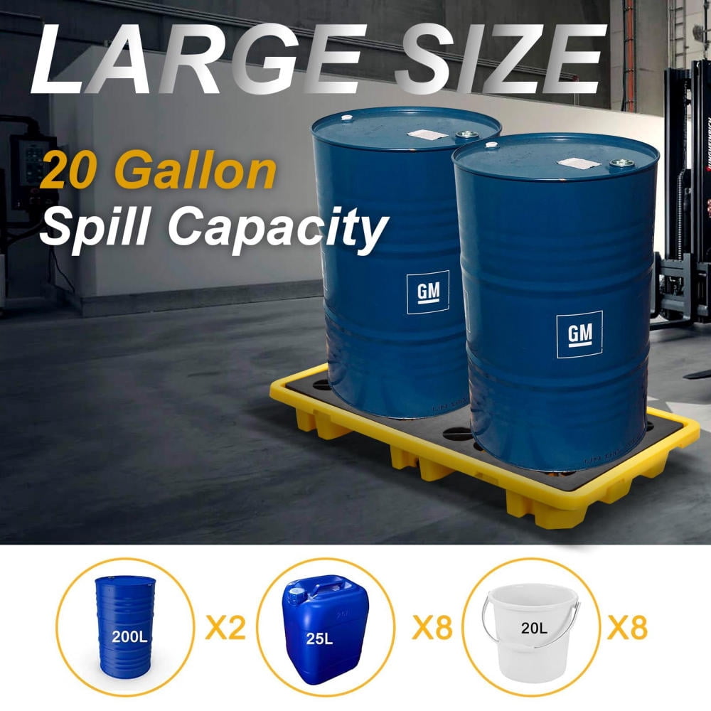 Safety Control Spill Pallet for Large Drums - 30 Gallon, 5000 Lbs, Leak-Proof Tray, 50.78x26.6x5.9 Inches Industrial Grade