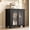 2 black doors, variant on 34.6'' Buffet Cabinet, 3-Tier Sideboard Cabinet with Double Fluted Doors and Adjustable Shelves, Modern Coffee Bar Table - Natural