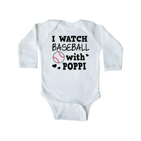 

Inktastic I Watch Baseball with My Poppi Gift Baby Boy Long Sleeve Bodysuit