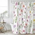thumbnail image 6 of Pink Spring Floral Shower Curtain, Waterproof Shower Curtains for Bathroom, Flowers Elegant Pastoral Leaves Washable Fabric Bathtub Curtain Set Bath Decor with 12 Hooks Extra Long 72"x96", 6 of 6