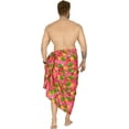 thumbnail image 2 of HAPPY BAY Men's Pareo Regular Holiday Sarong Long Beach Wrap One Size Pink, Tropical Parrot Summer Vacation Aloha, 2 of 3