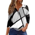 thumbnail image 1 of Camiseta de Mujer Camiseta Estampado Botón Manga 3/4 Diario Fin de Semana Moda Básica Cuello en V Regular Top Gris Claro/S, 1 of 5