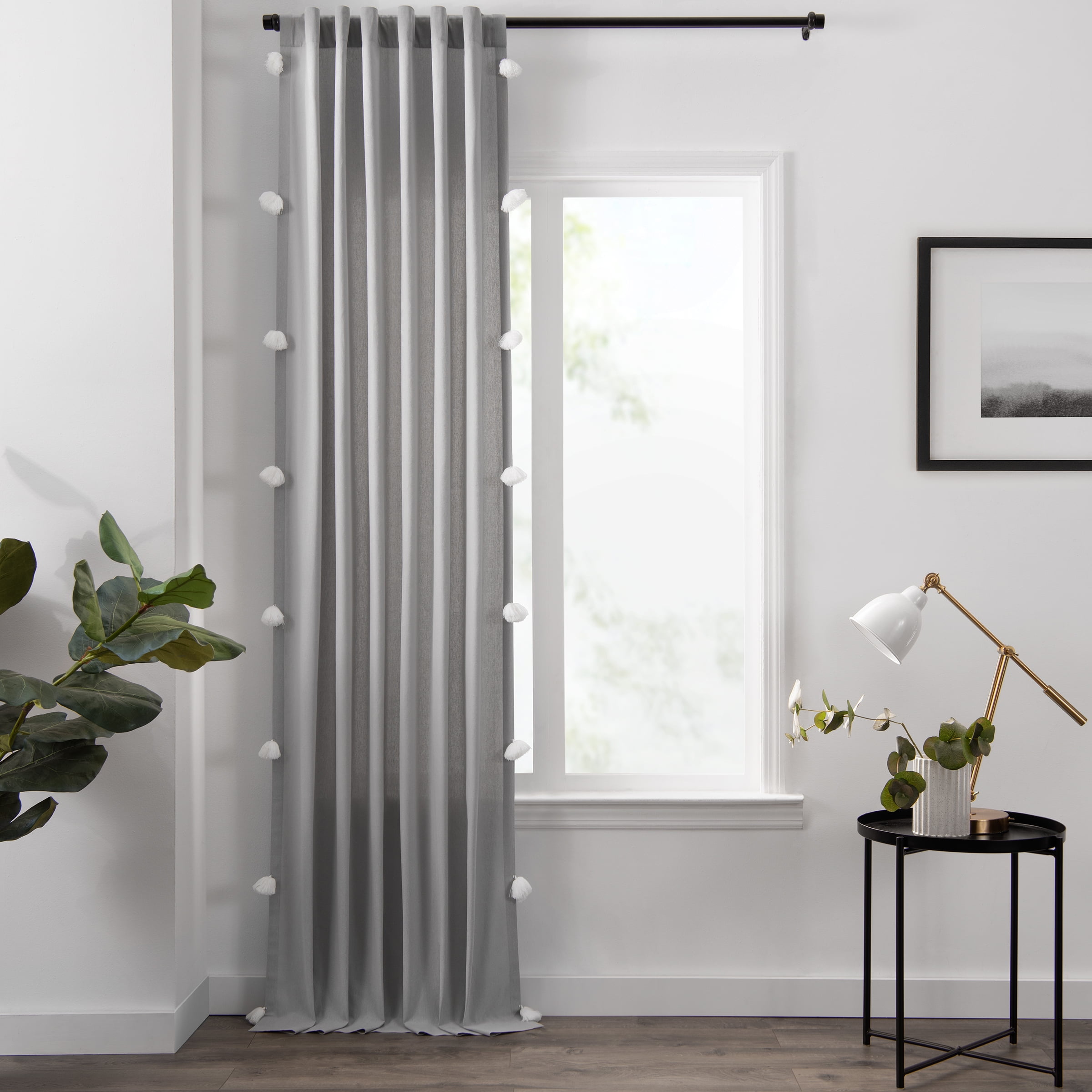 Mercantile Ardmore Pom Poms 50 x 84 Curtain Panel in Grey