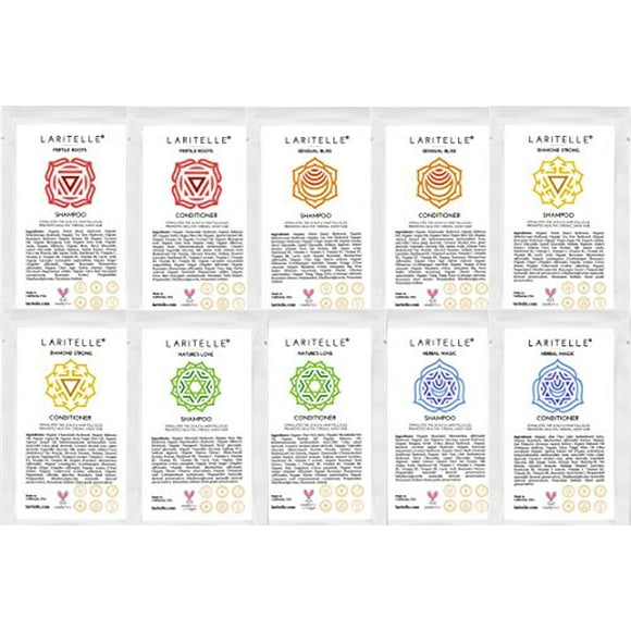 Laritelle Organic Hair Growth Set ? Shampoo and Conditioner Sample Pack 10 x 1 oz