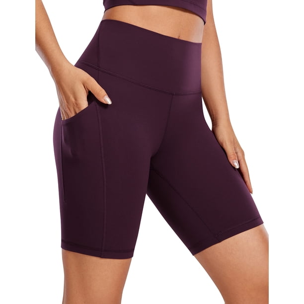 Shorts CRZ YOGA Butterluxe con Bolsillos 20 cm Cintura Alta Morado L
