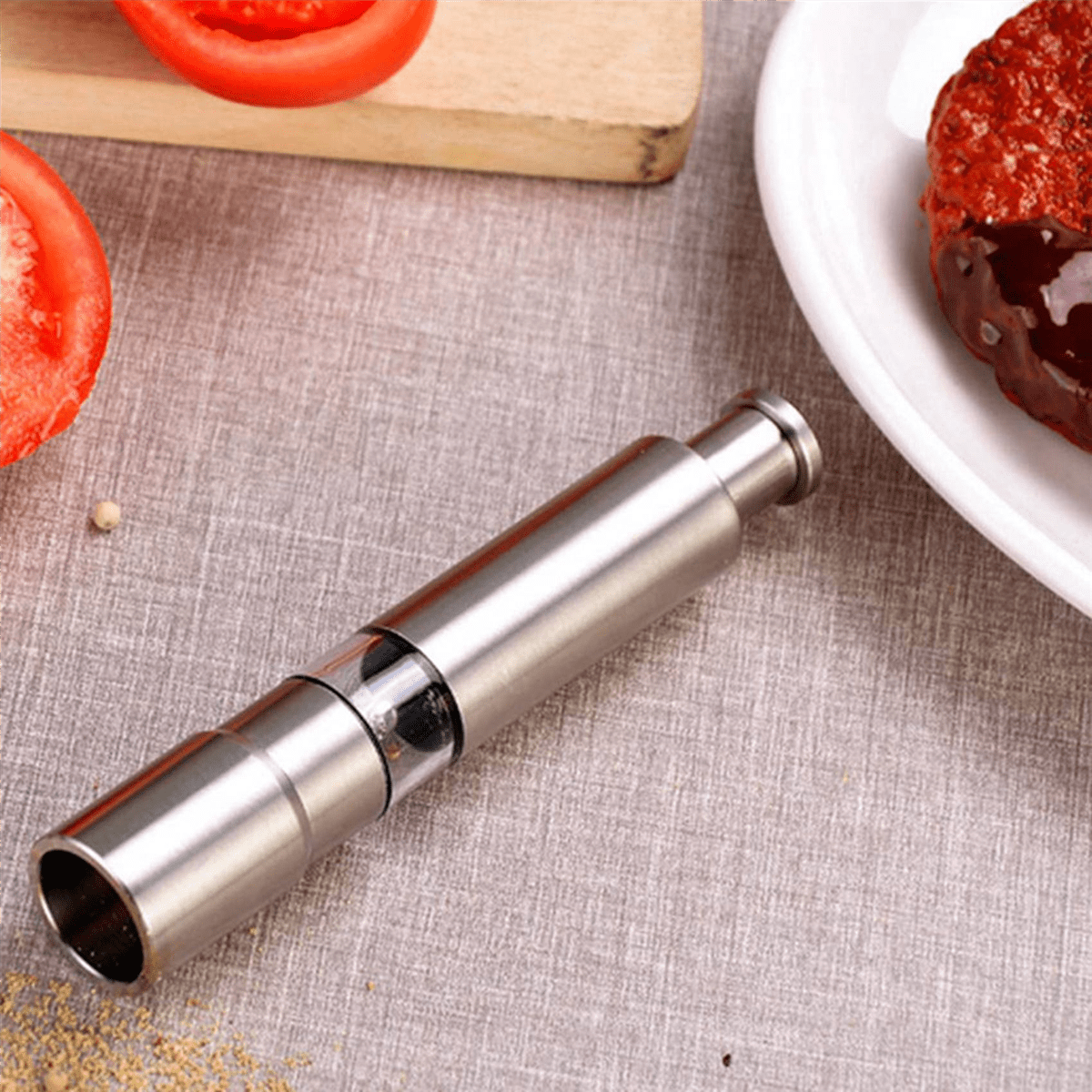 Salt and Pepper Mill Set, Stainless Steel Salt and Pepper Grinder One Hand Operation Salt and Pepper Mill 10Pack