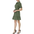 thumbnail image 4 of INSPIRE CHIC Women's Wear to Work Belted Button Down Cotton Ruffled Safari Shirt Dress XS Army Green, 4 of 6