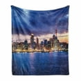 thumbnail image 1 of City Soft Flannel Fleece Throw Blanket, Auckland the Biggest City in New Zealand Waterfront Travel Destination, Cozy Plush for Indoor and Outdoor Use, 50" x 70", Navy Blue Pale Yellow, by Ambesonne, 1 of 6