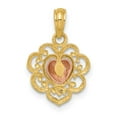 thumbnail image 4 of FJC Finejewelers 14 kt Two Tone Gold Yellow and Rose Polished and Textured Heart Charm 19 x 11 mm, 4 of 6
