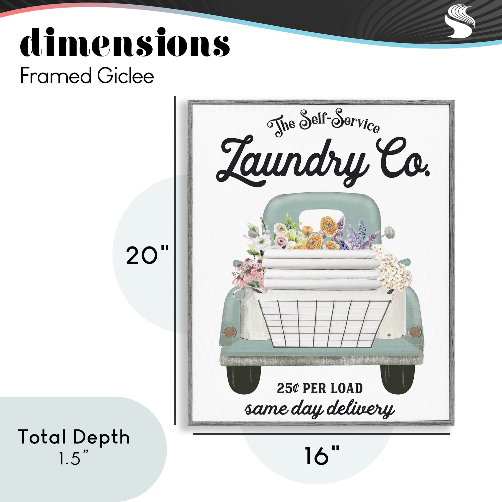 Laundry Delivery Truck Gray Framed Giclee Art, design by Lettered and Lined