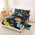 thumbnail image 2 of Feelyou Kawaii Forest Dino Queen Sheet Sets for Kids, Woodland Natural Wildlife Bed Set, Navy, 4pcs, 2 of 5