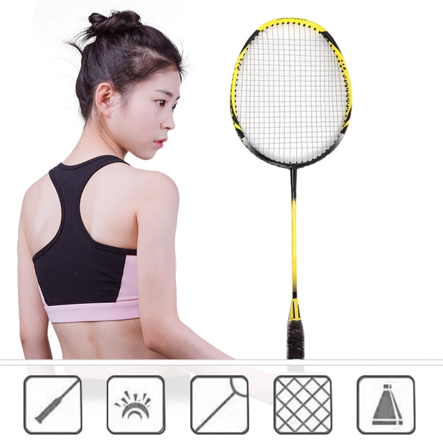 Professional Badminton Racket, Aluminium Alloy Nylon Grip Badminton Racquets with Bag for Family Entertainment