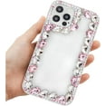 thumbnail image 6 of Women Bling Case Compatiable with iPhone 15 6.1", Sparkly Crystal Diamond Rhinestone Cute 3D Bear Handmade Pearl Flower Clear Cover with Soft Bumper Heavy Duty Protective Shell, 6 of 8